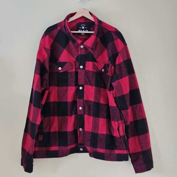 GIAD Shirt Mens XXL Plaid Red Black Flannel LS Snap Buttons God Is A Designer - Picture 1 of 16